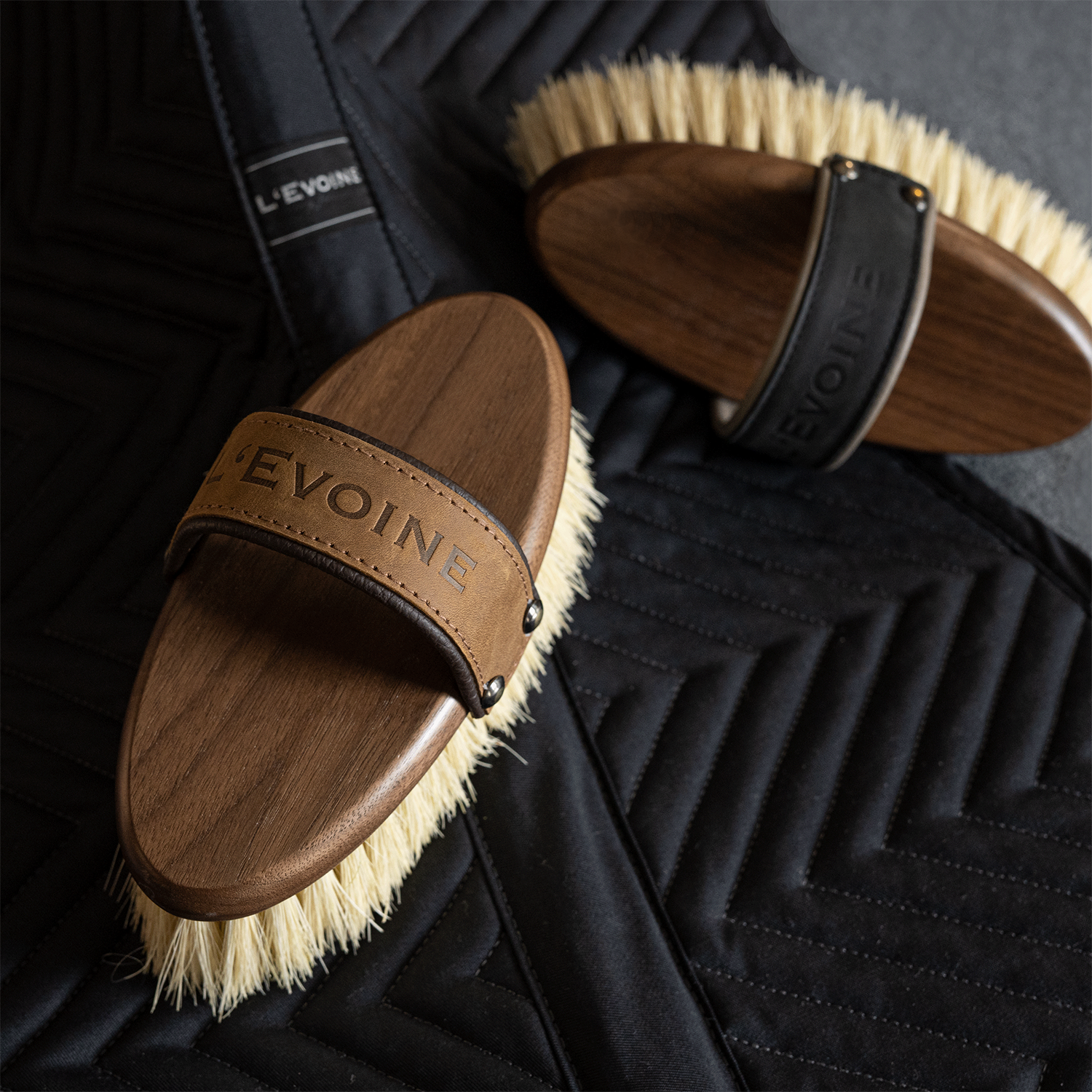 L'Evoine Pferdebürste, Pferdebürsten Set, Putzzeug Set, Fritz und Frodewin, Pferdebürste Holz, Putztasche mit Inhalt, Striegel, Kardätsche Pferd, Putzbox Holz, Wunderbürste Leistner, Leistner Pferdebürste